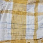 American Eagle  Womens Flannel Shirt Size S Yellow White Plaid Button Down Hoodie Photo 4