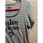Life is Good Striped Listen To Your Heart Shirt Woman’s Size Medium-Holes Flaw Photo 3
