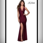 La Femme New! #28677 Satin Jersey Trumpet Gown Dark Berry Dress Sz 8 $348 Photo 2