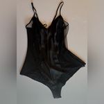 Victoria's Secret VICTORIA’S SECRET Y2K Lace Mesh & Satin Black One Piece Teddy‎ Like New Sz Small Photo 2