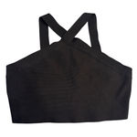 BCBGMAXAZRIA  Black Criss Cross Halter Crop Top Sleeveless Knit Tank size L Photo 0