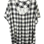 Woman Within  Plus Size 30/32 Top 3X Black White Buffalo Plaid Short Sleeve 1115 Photo 0