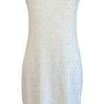 AQUA White Sequined Midi Sheath Cocktail Dress Size 8 Sleeveless Strappy Back by Photo 0