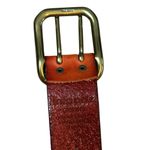 Linea Pelle Womens Leather Belt Handmade Solid Brass Studded Boho Y2K Size S Orange Photo 3