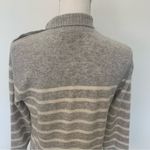 Charter Club EUC  Luxury Gray Striped Cashmere High Neck Button Sweater Size M Photo 8