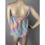 J Crew Tank Top Women's Sz 0 Rainbow Gingham‎ Square Neck Button Front Cotton Photo 4