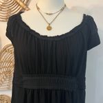 Vintage Black Babydoll Empire Waist Pleated Boho Sheer Sleeve Top Balletcore M Size M Photo 3