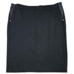 Anne Klein Black Ponte Knit Elastic Wedge Waist Straight Skirt XL Preppy Classic Photo 0