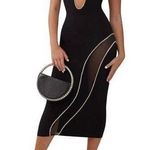 Heiress Beverly Hills Plunge Neck Strapless Midi Dress Black Photo 0
