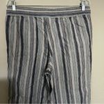 NWT L.L. Bean 100% Linen Raw Indigo Blue Pin Striped Breezy Wide Leg Pants Size 12P Photo 9