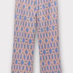 ZARA High Rise Blue and Pink Retro Patterned Stretch Knit Pants Size Small Photo 0