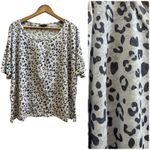 Rails  Roman Snow Leopard Linen Lyocell Tencel Blend Crew Neck Tee Top Size XL Photo 2
