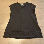 H by Bordeaux ‎ Women's Black Short Sleeve V-Neck Top T-Shirt Photo 0