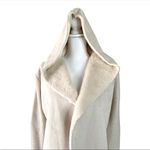 Cotton Emporium  Ivory Open Front Hooded Faux Fur Long Cardigan Jacket size small Photo 8