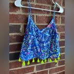 Lilly Pulitzer Brilliant Blue Ceviche Cropped Ramona Tassel Top Size 4 Photo 2