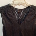 Banana Republic Black Linen Blend Sleeveless V-Neck Lace Detail Tank Top Size XS Photo 9