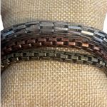 Chicos Set of 3 Metallic Stretch Bracelets Silver Antique Gold Bronze Tone NWT Photo 0