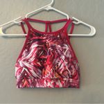 prAna ⭐️ bright pink tropical leaf strappy yoga sports bra size XS Photo 1