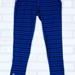 Athleta ‎ Stripe Accelerate Workout Leggings Medium Blue Black Athletic Run Photo 0