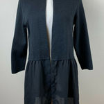 The Limited ‎ Cardigan Sweater M Black Sheer Hem Knit 3/4 Sleeve Open Front Photo 0