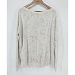 Athleta Women's V Neck Long Sleeve Sweatshirt Beige Patterned Pullover Top Photo 2