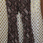 Pretty Little Thing Snakeskin flared leggings nude tan cut out flared bootcut pants size S Photo 0