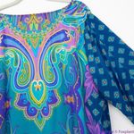 Tolani blue Electric Paisley‎ Shift Dress with tassle half Photo 15