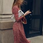 J.Crew 💕💕 Gwyneth Pleated Skirt Chiffon ~ Vintage Red Strawberry Print Large Photo 7