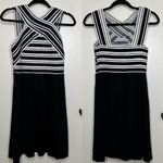 Anthropologie Maeve Black and White Skater Mini Dress Photo 1