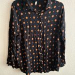 Free People Intimately  Black and Orange Button Down Long Sleeve Shirt XS Photo 6