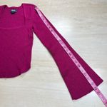 Maeve Anthropologie Sparkle Knit Square Neck Bell Sleeve Top Magenta XS Purple Photo 6