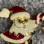 Santa Clause Riding a Candy Cane Christmas Enamel Pin Brooch Jewelry Vintage Photo 1