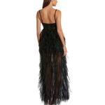 Mac Duggal Ieena Black Sequin Mini with High Low Ruffle Tiered Train size 0 Photo 1