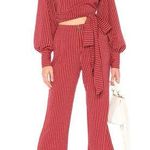 Tularosa Rachel Red Stripe High Rise Crop Zip 70s Disco Pants Small Photo 0