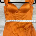 Miss Circle Zayda Orange High Slit Corset Satin Gown Women’s Size Small Photo 8