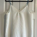 After Market Women’s White Tank Top with Blue Thin Straps and Fringe Bottom Photo 0