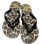 Tory Burch Thin Flip Flop Sandals Animal Leopard PVC/EVA Gold Logo Sz 7 NWOT Photo 0