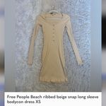 Free People beach long sleeve tan ,ribbed snap collar dress size Xs Photo 2