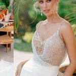 Wtoo by Watters Suzu 11821 Sheer Bodice Spaghetti Straps Wedding Dress, Size 12 White Photo 0