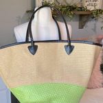 Beach Bag Large Straw Tote Shoulder Lime Tan Photo 1