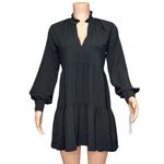 Amanda Uprichard Saffron Long Sleeve Mini Dress, Black, XS Photo 7