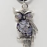 Handmade Owl Pendant w/ Lavender, Purple & White Metallic Resin Necklace Photo 1