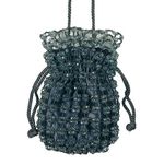 Beaded Silver Gray Cinched Evening Bag Purse Shoulder Crossbody Sparkly‎ Photo 0