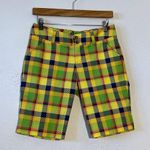 Loudmouth Womens Margarita Plaid Golf Bermuda Shorts Multicolored Y2K SZ 2 Yellow Photo 1