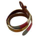 Artisan Multicolor Cotton Embroidered Brown Leather Buckle Belt Size Small Photo 4