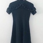 Kate Spade  Black Wool Ruffle Metal Stud Embellished Short Sleeve Sweater Dress Photo 0