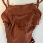 Lulus  Strappy Ribbed Bodysuit Chestnut Size Small Photo 3