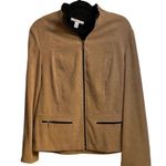 JM Collection Womens Collared Jacket Long Sleeves Tan Faux Suede Sz10 Sku 2151 Photo 2