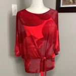 Clara Sunwoo Tunic Black Red Tie Twist Front Womens Size Large Photo 0