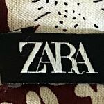 ZARA burgundy and white floral bralette/crop top with large buckle. Small. EUC Photo 6